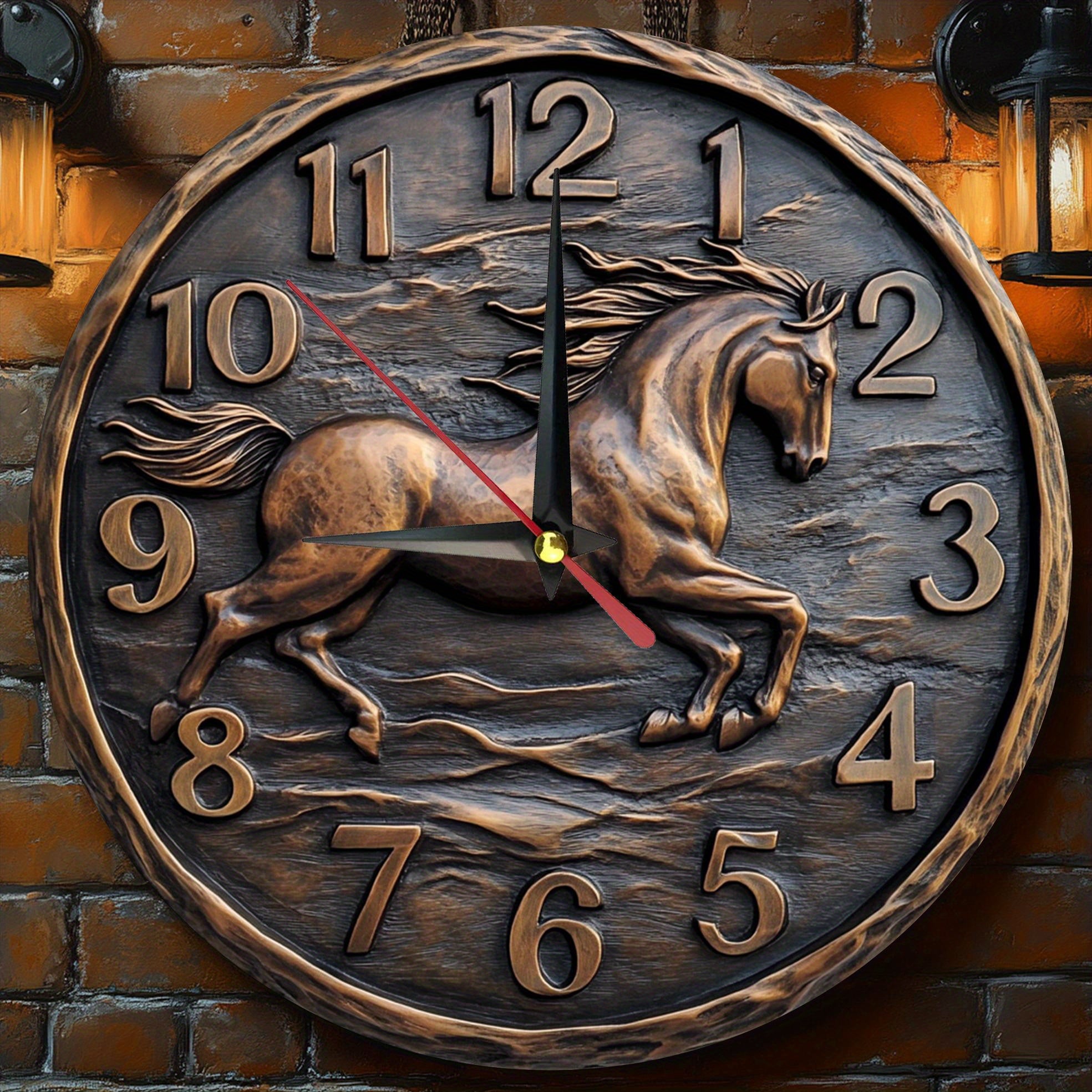 [Vintage Wooden Clock] Rustic Vintage 1pc Wooden Round Wall Clock - Farmhouse Style Silent Non-Ticking Battery Operated (AA Not Included) 9.8x9.8 Inch Home Decor for Kitchen, Bedroom, Office - Perfect Christmas Gift, Small Wall Clock for Living Room