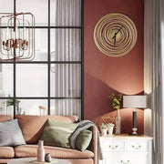 OUKANING Modern Golden Wall Clock with Unique Annual Ring Design, Sweep Second Movement for Silent Operation, Wall-Mounted, Metal Material, Easy to Clean, Ideal for Living Room, Bedroom, Office Decor, Clock Wall Decor