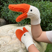 Warm 3D Swan Knitted Gloves - Cold Protection Mittens for Women