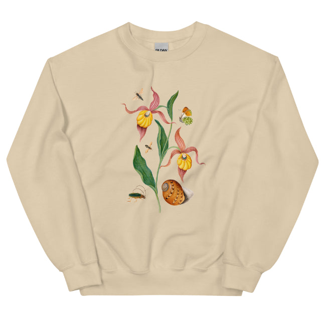 Floral Orchid Print Crew Neck Sweatshirt