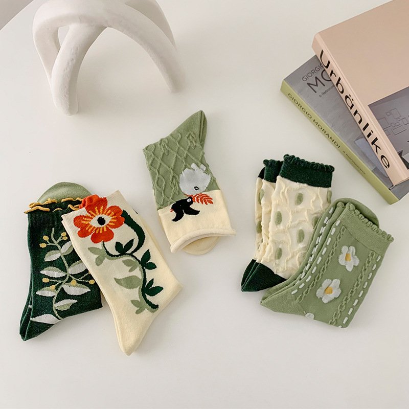 Japanese Flower Relief Socks for Women