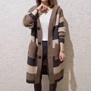 Laid-back, Relaxed-fit Mid-length Hooded Womens Sweater Coat in Chunky Knit
