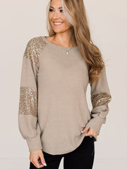 Women's Sequin Crewneck Long Sleeve Pullover Sweatshirt