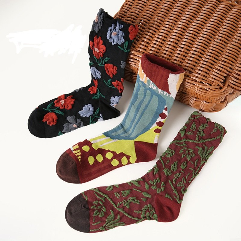 Floral Mid-Calf Cotton Socks for Kids