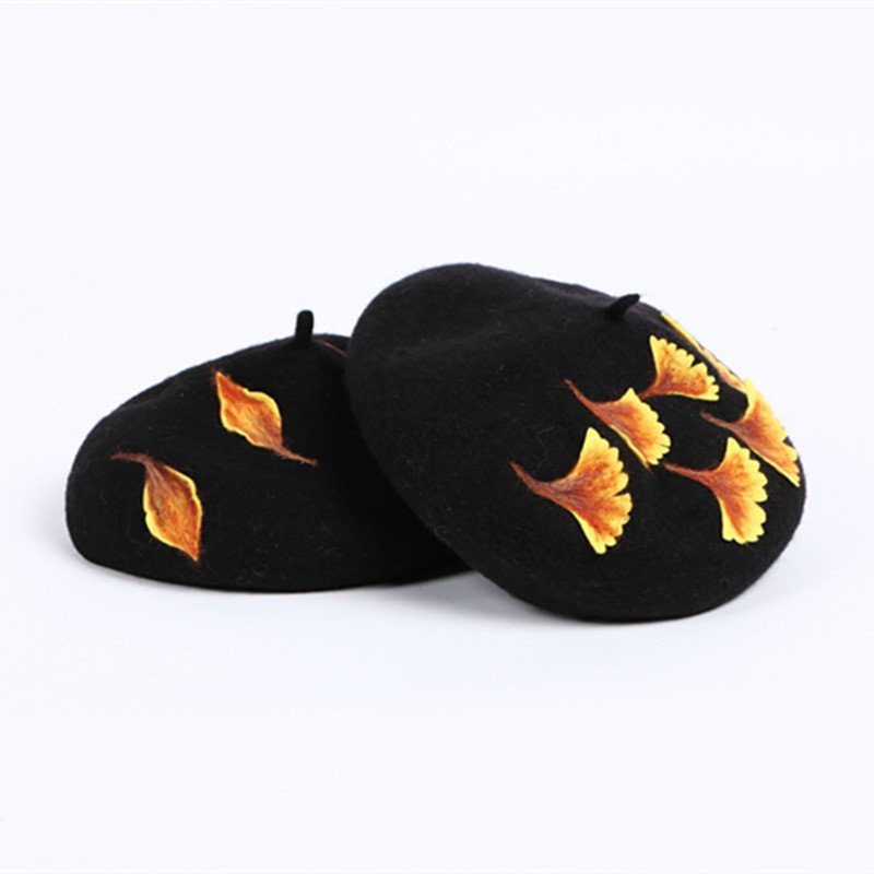 Winter Woolen Painter Hat for Women, Black, Versatile Gift Idea