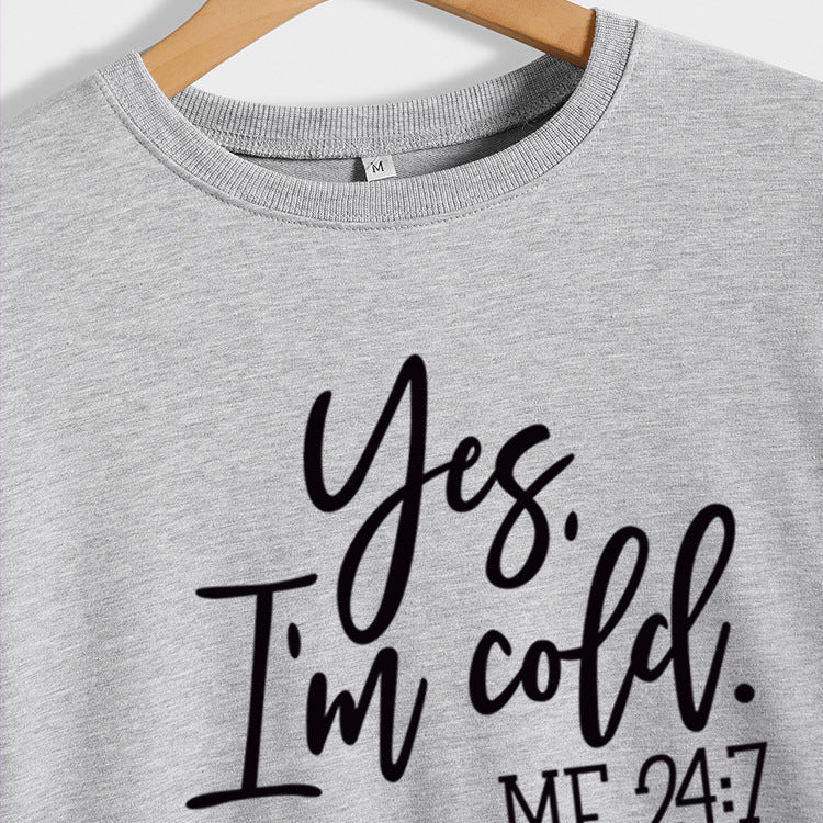 Retro Letter Print Cotton Crew Neck Women's Sweatshirt