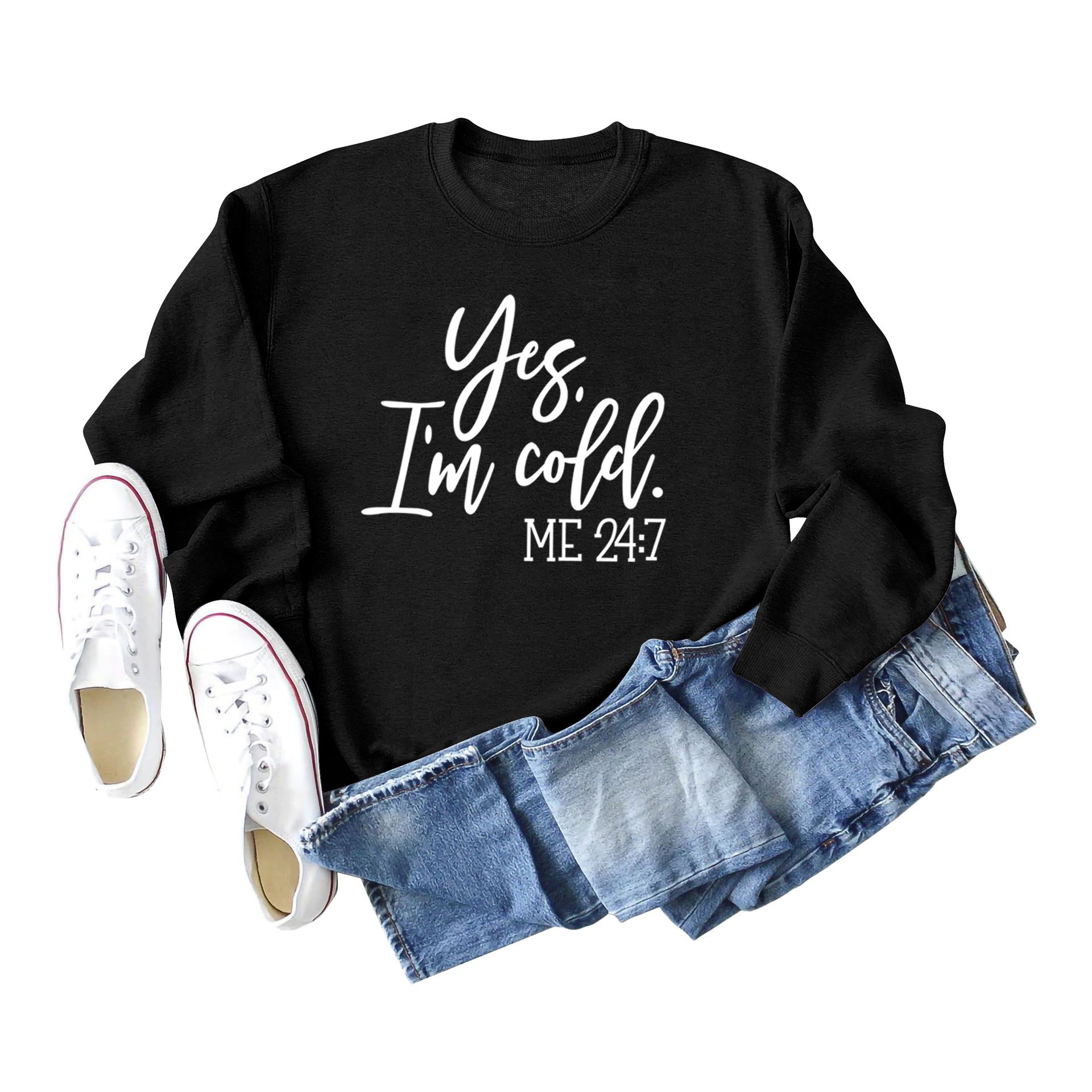 Retro Letter Print Cotton Crew Neck Women's Sweatshirt