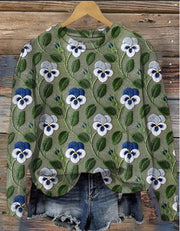 Plus Size European Print Pullover Sweater