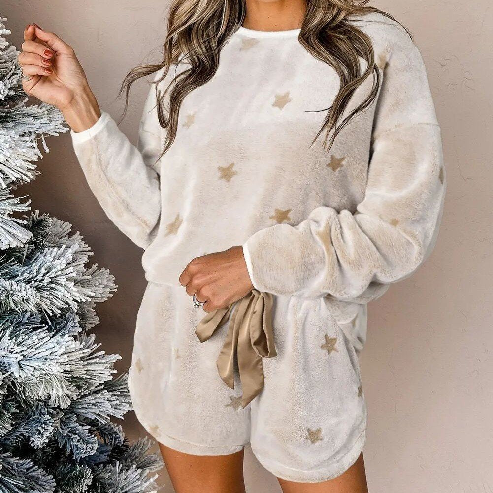 Five-Pointed Star Plush Jumpsuit for Women