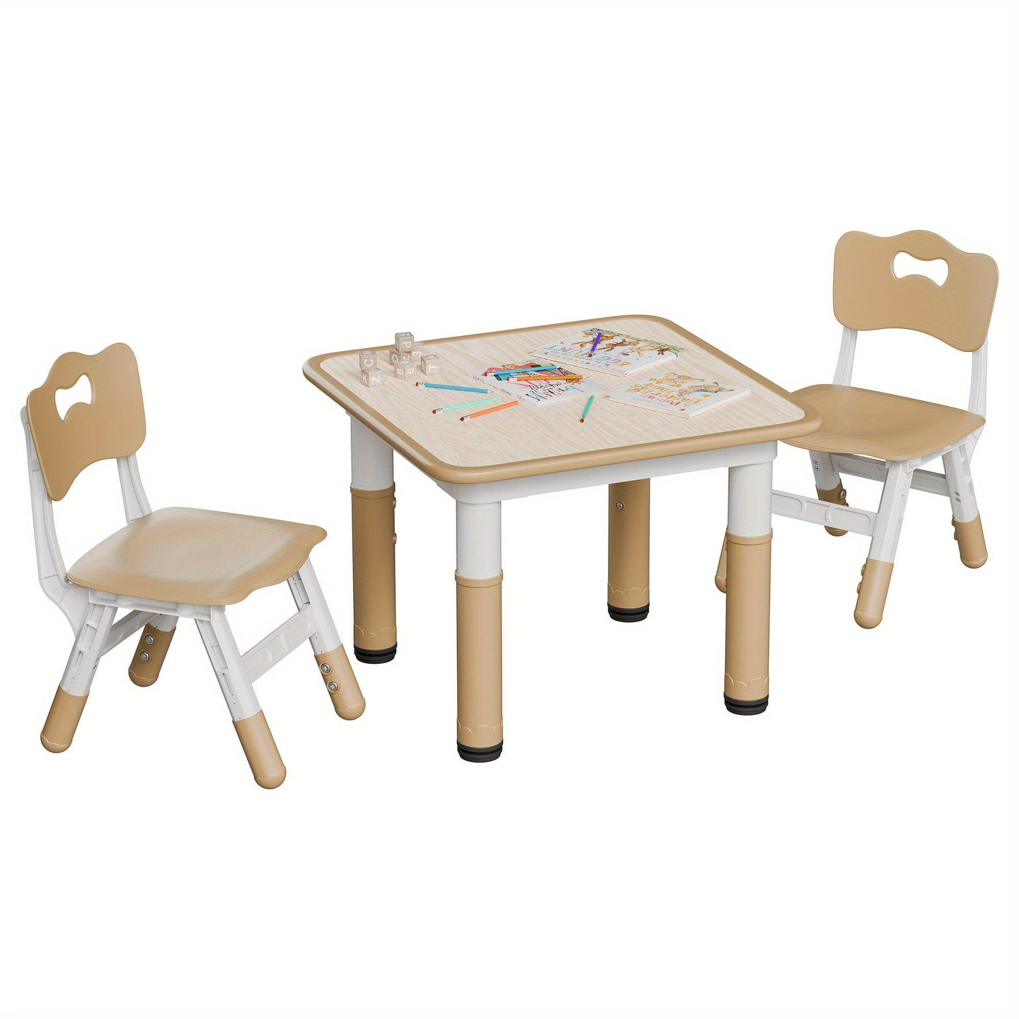 3‑Piece Toddler Furniture Set – Height‑Adjustable Table with Two Sturdy Wooden Chairs