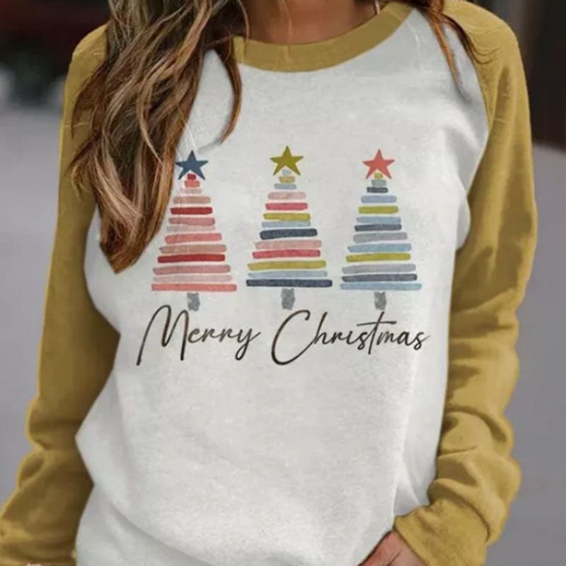 Festive 3D Christmas Tree Women's Round Neck Holiday Sweater