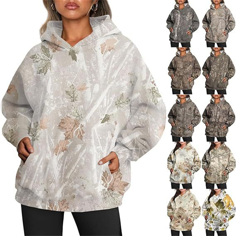 Women's Oversized Maple Leaf Camo Sports Hoodie