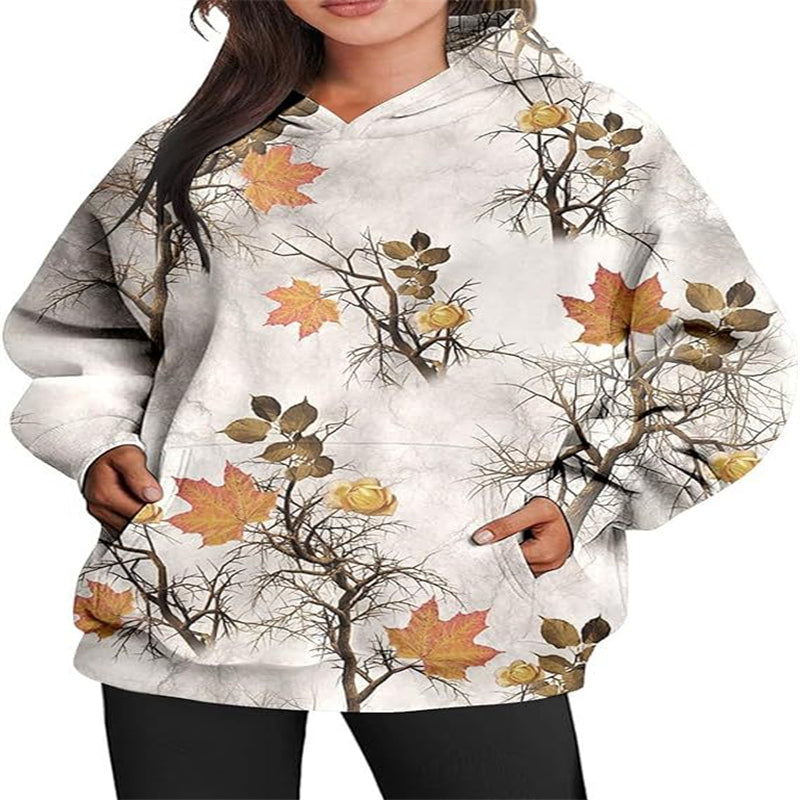 Women's Oversized Maple Leaf Camo Sports Hoodie