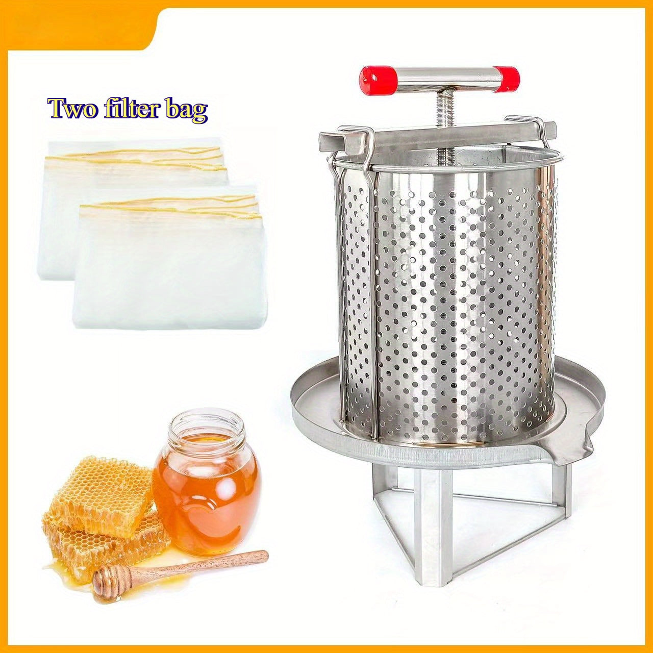Stainless Steel Flat‑Mouth Honey and Wax Press – Robust, Easy‑Clean Press for Home and Commercial Use