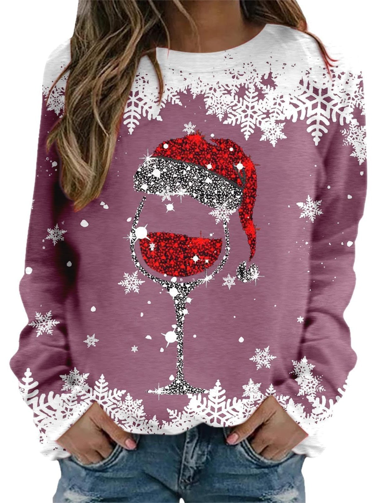Festive 3D Print Christmas Women's Casual Crewneck Sweater
