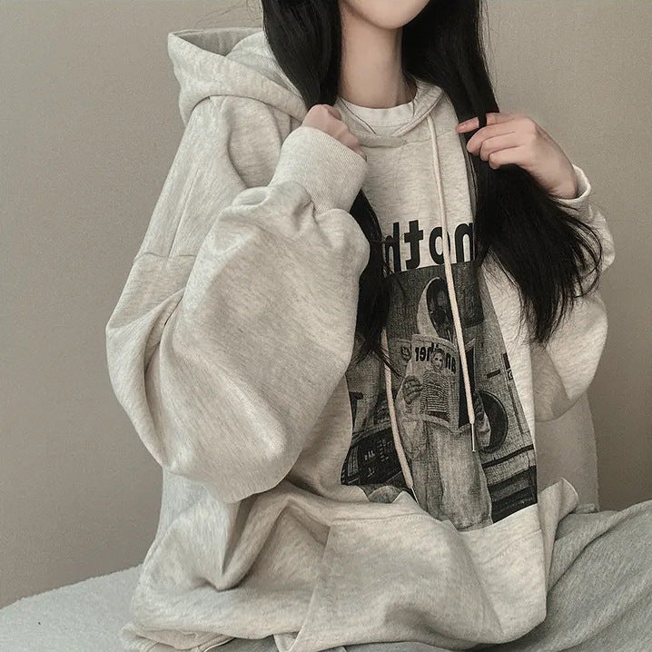 Korean 3D Fleece-Lined Hooded Sweater for Women