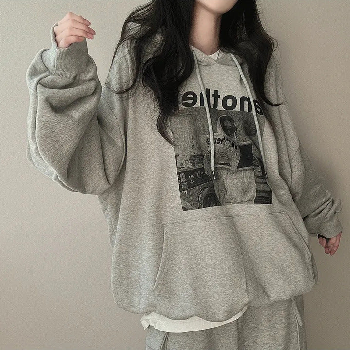 Korean 3D Fleece-Lined Hooded Sweater for Women