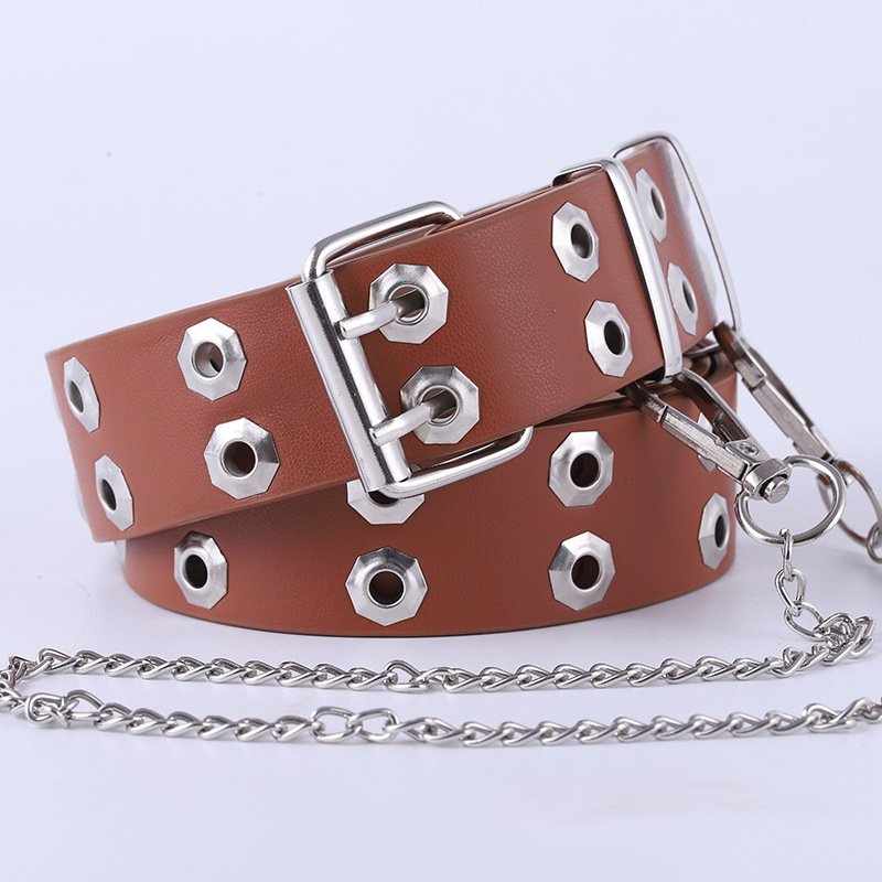 Versatile Double Breasted Belt with Chain Detail