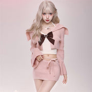 Women's Romantic Long Sleeve Sweater Skirt Set