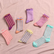 Plaid Mid Length Socks for Women