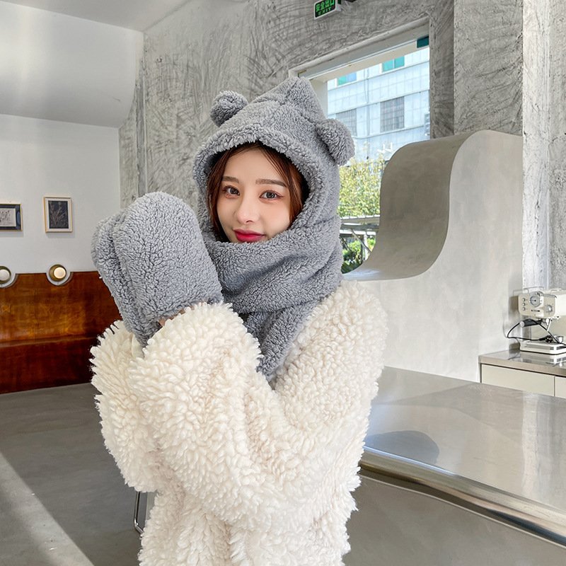 Cute Animal Ear Hat Gloves Set for Winter