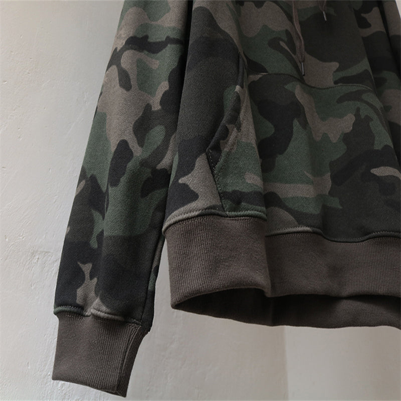 Women's Camouflage Cotton Plus Size Pullover Hoodie
