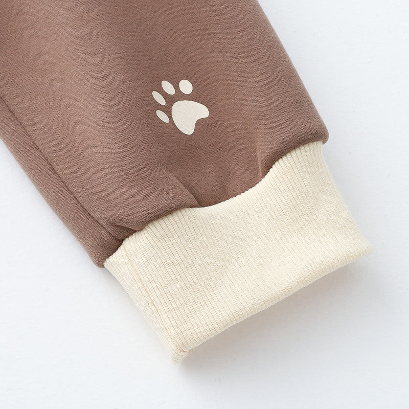 Cute Bear Embroidered Fleece-Lined Thick Pullover Sweater