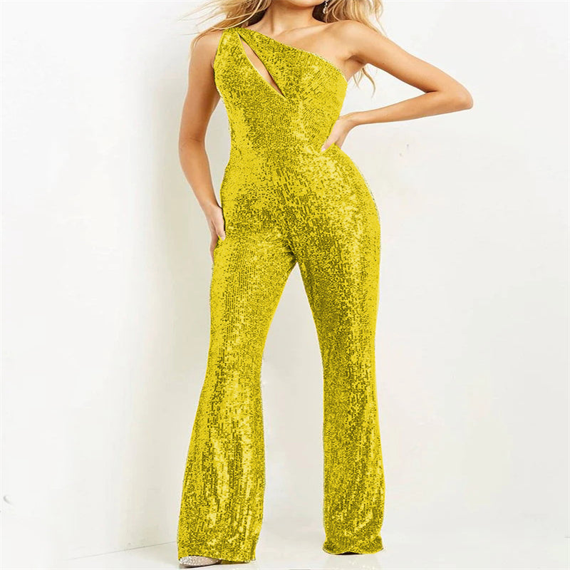 Slant Shoulder Slim Fit Party Bodysuit