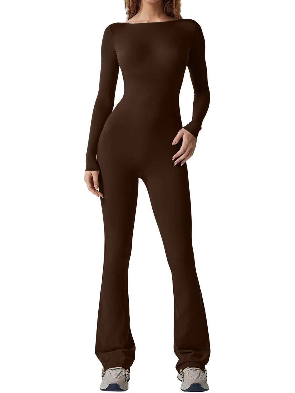 Women's Long Sleeve Body-Sculpting Casual Jumpsuit