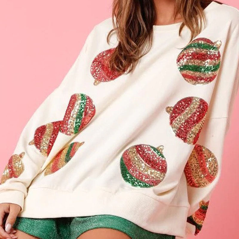 Women's Festive Sequin Embroidered Christmas Sweater