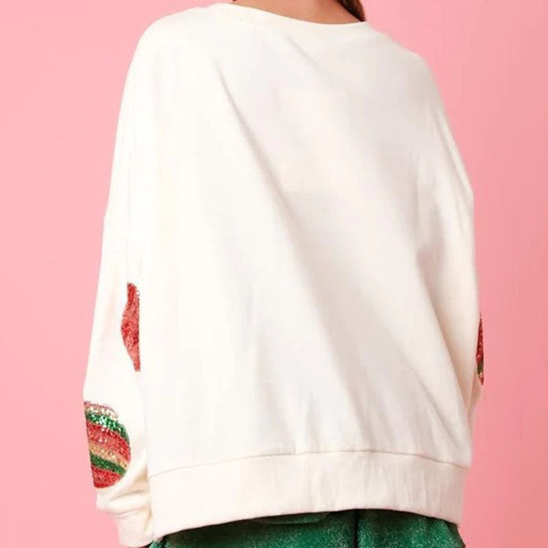 Women's Festive Sequin Embroidered Christmas Sweater