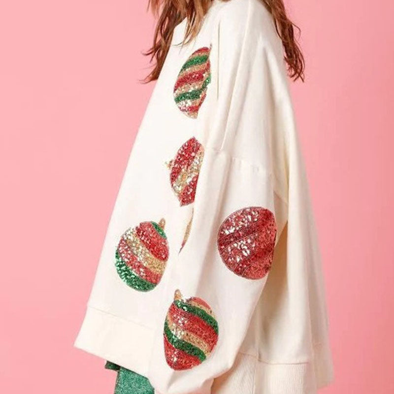 Women's Festive Sequin Embroidered Christmas Sweater