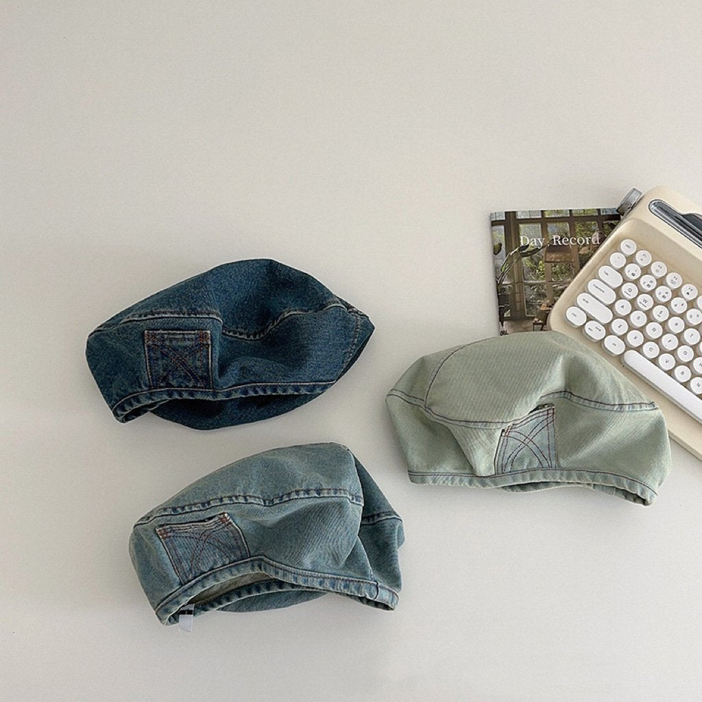 Girls Denim Beret Sun Hat for Kids