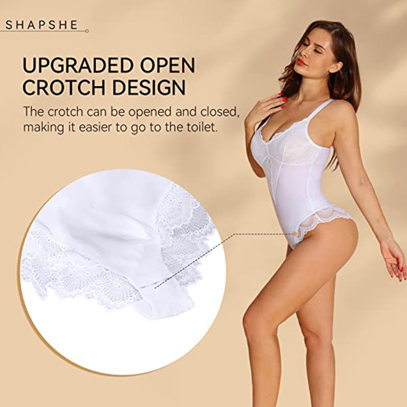 Lace V-Neck Sling Jumpsuit Body Shaper