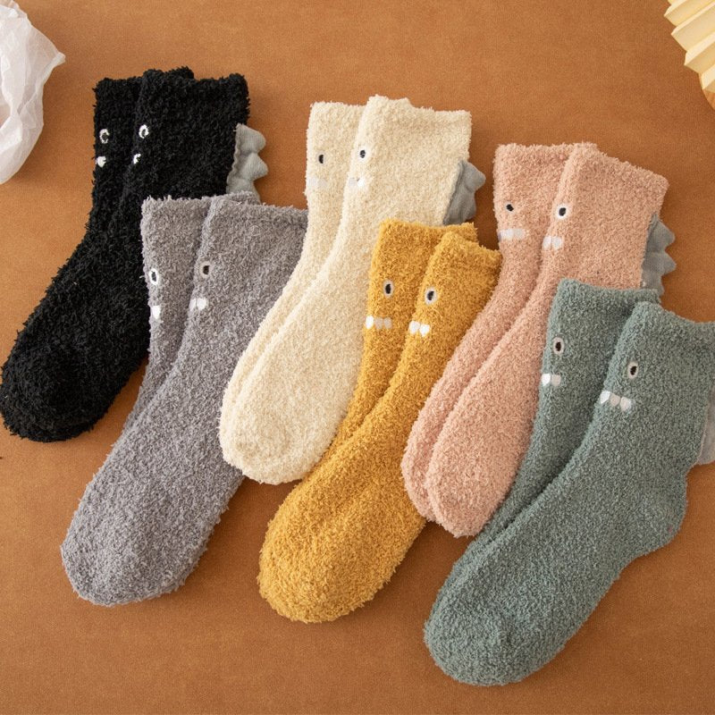 Warm Cartoon Coral Fleece Socks for Women