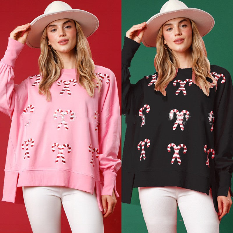 Sparkly Christmas Round Neck Sequin Pullover Sweater