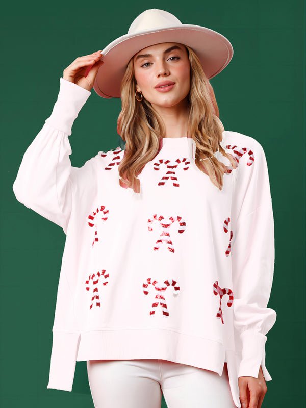 Sparkly Christmas Round Neck Sequin Pullover Sweater