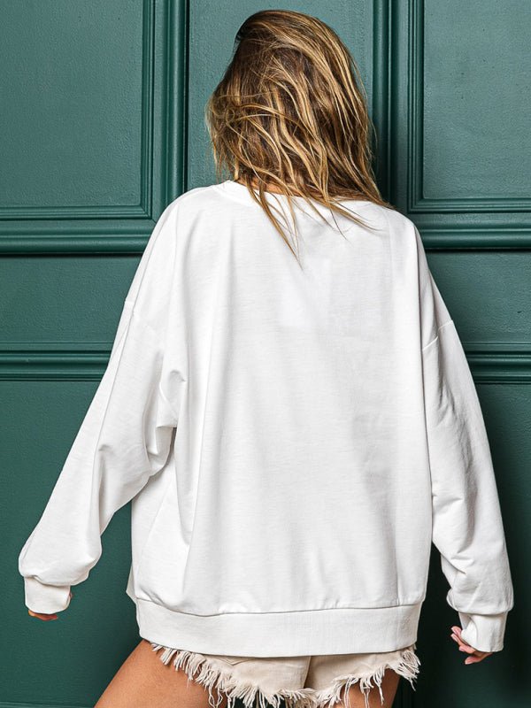 Sparkly Christmas Round Neck Sequin Pullover Sweater