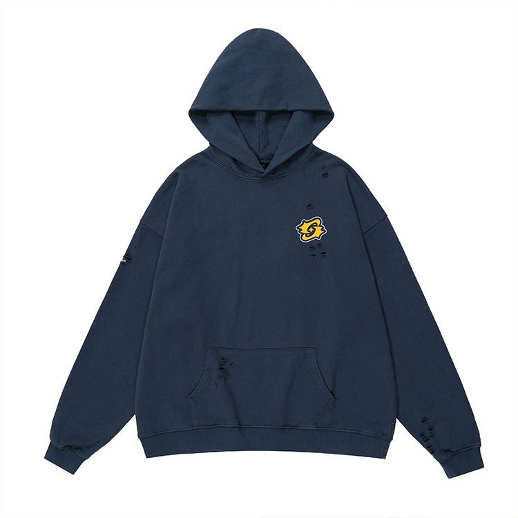 Vintage Distressed Streetwear Hoodie for Women