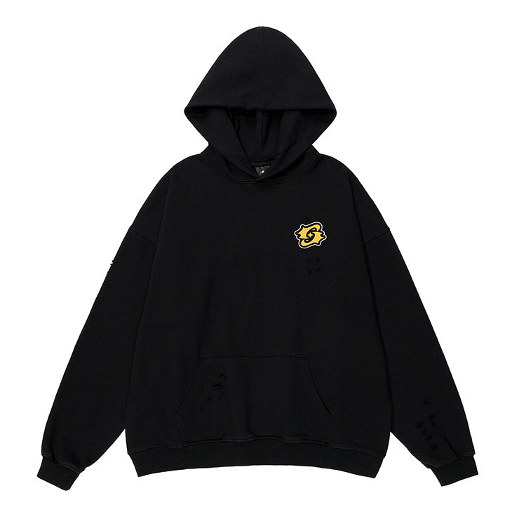 Vintage Distressed Streetwear Hoodie for Women