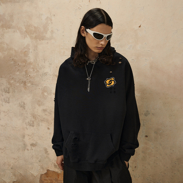 Vintage Distressed Streetwear Hoodie for Women