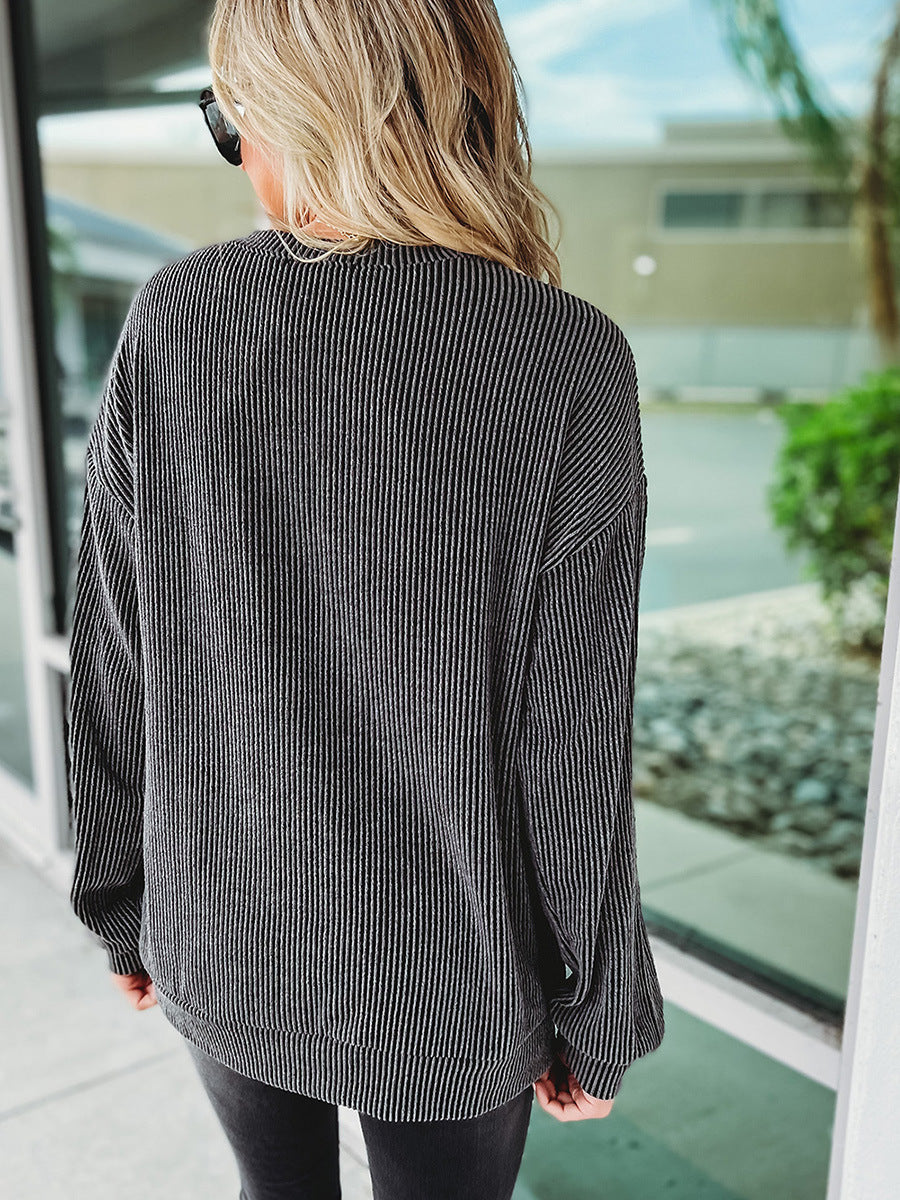 Women's Casual Round Neck Long Sleeve Printed Pullover Top