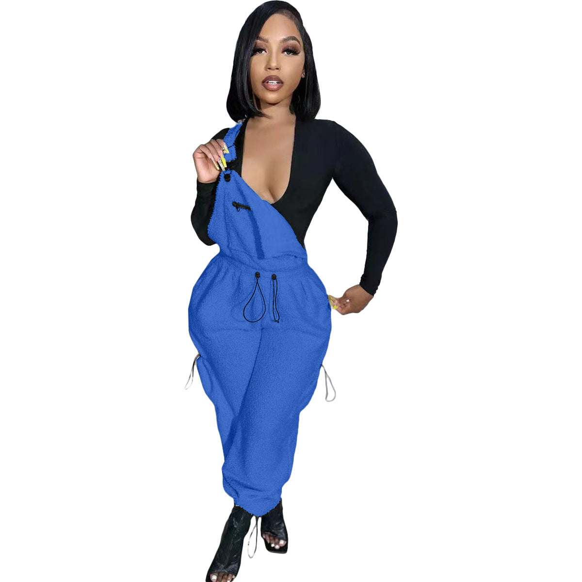 Cozy Fleece Drawstring Casual Women's Jumpsuit
