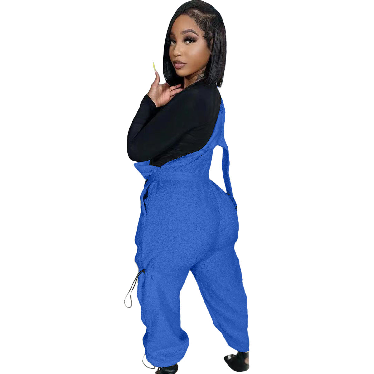 Cozy Fleece Drawstring Casual Women's Jumpsuit