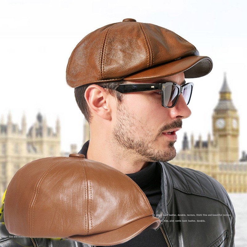 Retro Women's Octagonal Leather Cap