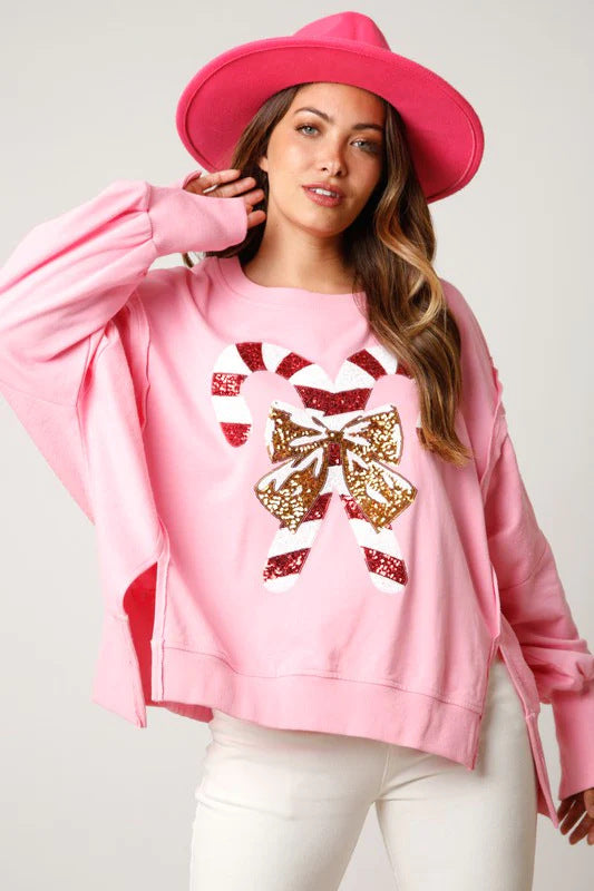 Women's Sequined Long Sleeve Loose Sweatshirt Top