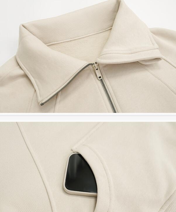 Women's Velvet High-Collar Zip-Up Sweater Jacket
