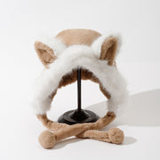 Warm Cartoon Ear Protection Plush Hat for Women