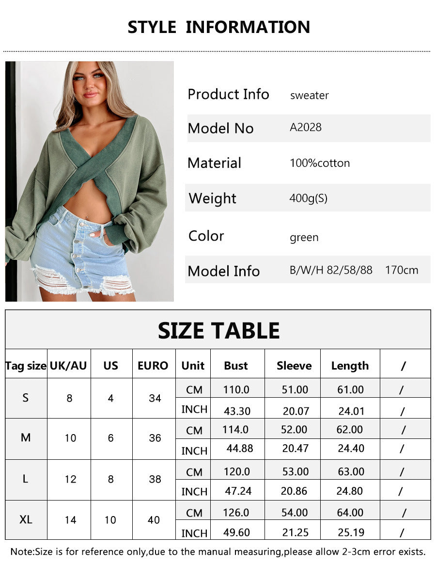 Women's V-Neck Long Sleeve Loose Casual Winter Sweater