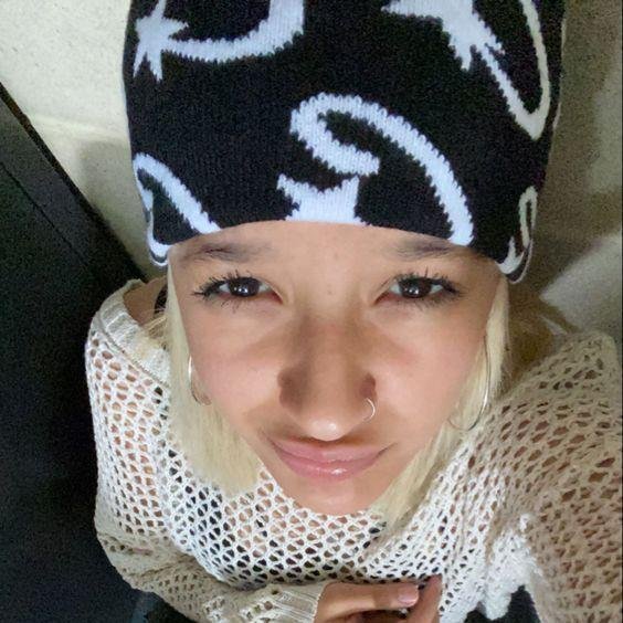 Hip Hop Wool Beanie for Women, Warm Jacquard Knit Hat